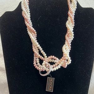 Honora twisted pearl necklace w silver clasp NIB